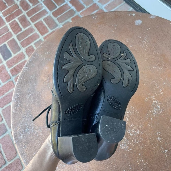 Born retro leather black heeled lace up clogs sz 8 - Picture 3 of 8